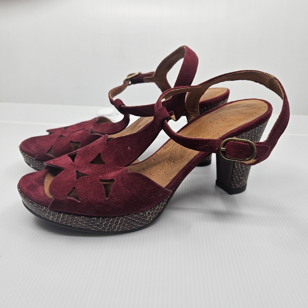 Gorgeous Burgandy Heels With Leather Cutouts